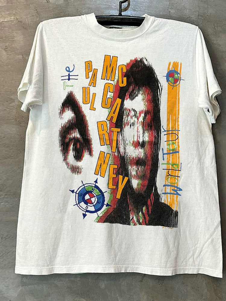 McCartney McCartney Portrait The Beatles Hiphop Hip Hop Rock Short Sleeve Men's and Women's Pure Cotton T-shirt