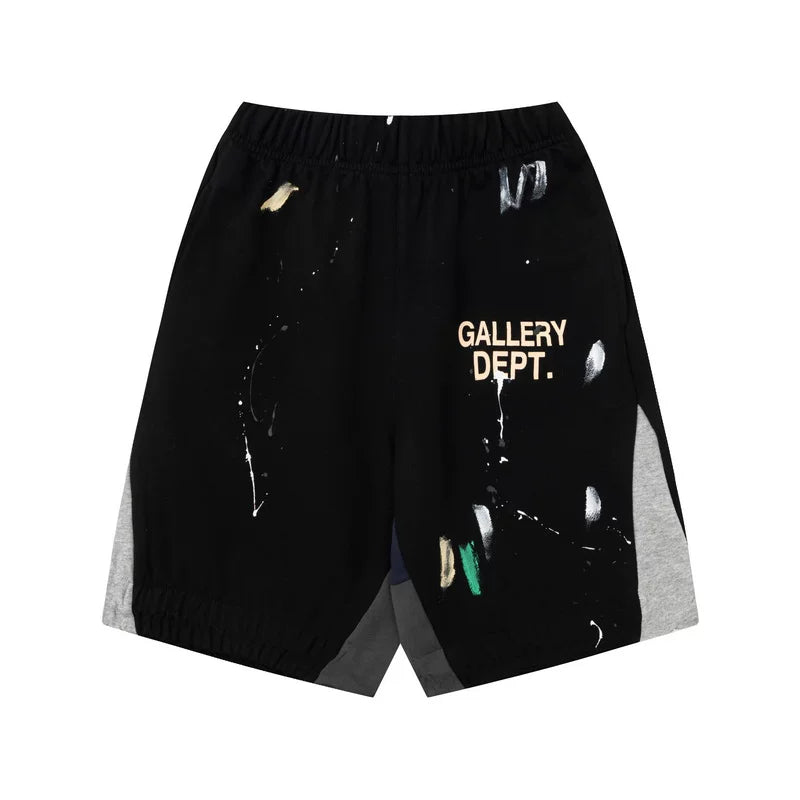 Correct version Gallery Dept FOG High Street Ink Splashing Splicing Hand Painted Graffiti Loose Shorts Men's and Women's Pants