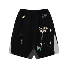 Correct version Gallery Dept FOG High Street Ink Splashing Splicing Hand Painted Graffiti Loose Shorts Men's and Women's Pants