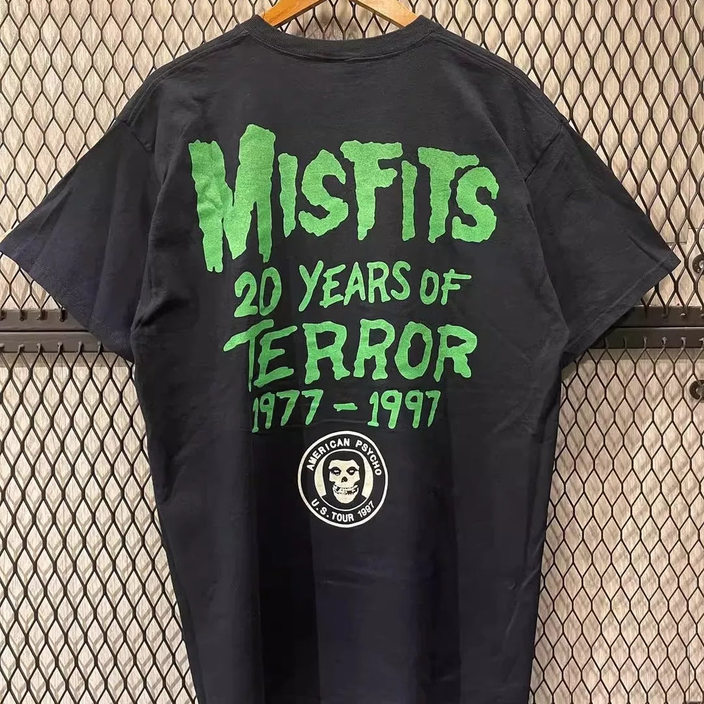 The Misfits, a band that doesn't adapt to the local environment, high street rock, punk, punk, skull, high-end short sleeved men's and women's T-shirts