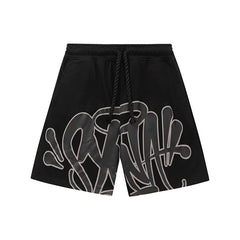 Syna World American Street Hip Hop Foam Letter Printed Drawstring Shorts Men's and Women's Casual Straight Leg Pants