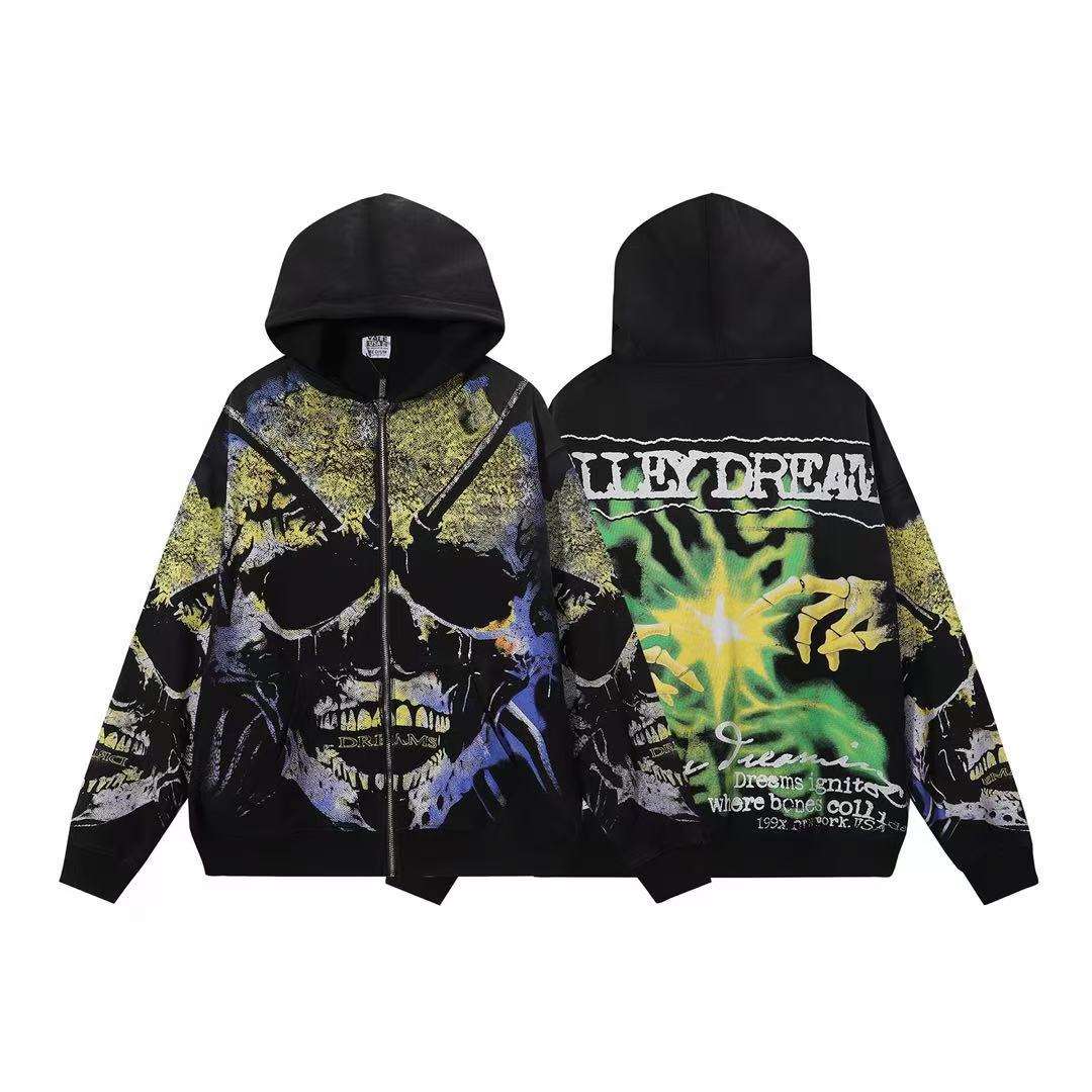 Vale Forever Valley Dreams Skull Hands Zip-Up Hoodie