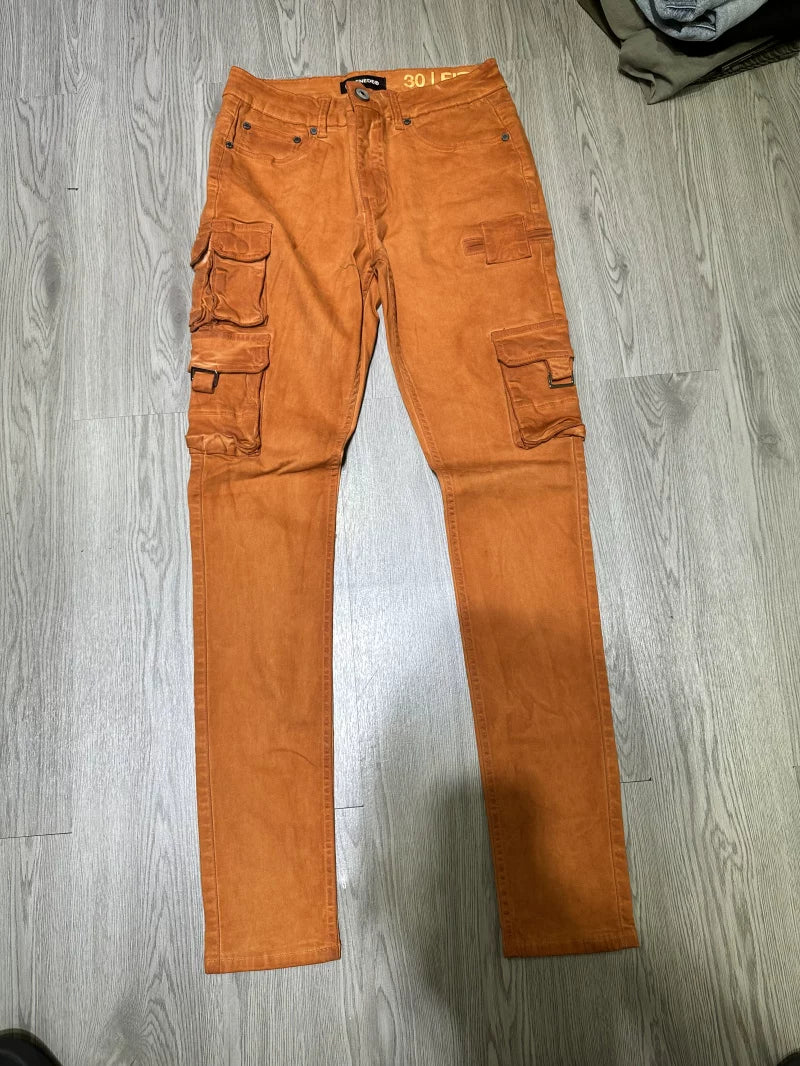American style skinny washed denim jeans with slim fit and small feet, slightly elastic denim pants for autumn men's wear