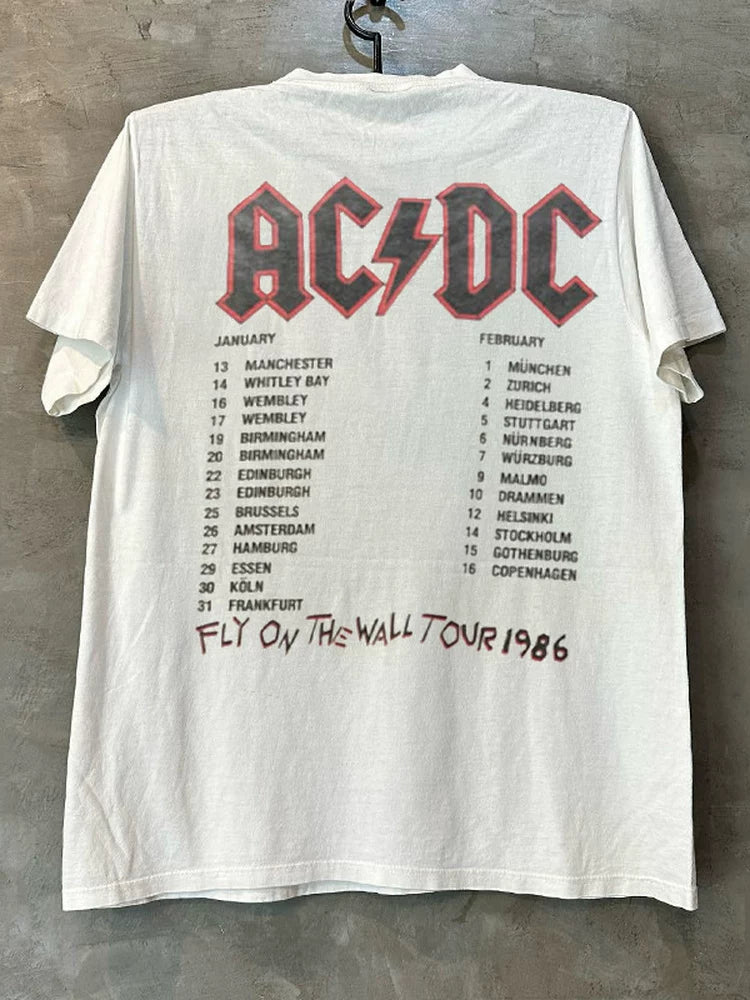ACDC Rock Band American Amikage Chic Hip Hop Street Explosion Short Sleeve Vintage Men's and Women's Retro T-shirt Trend