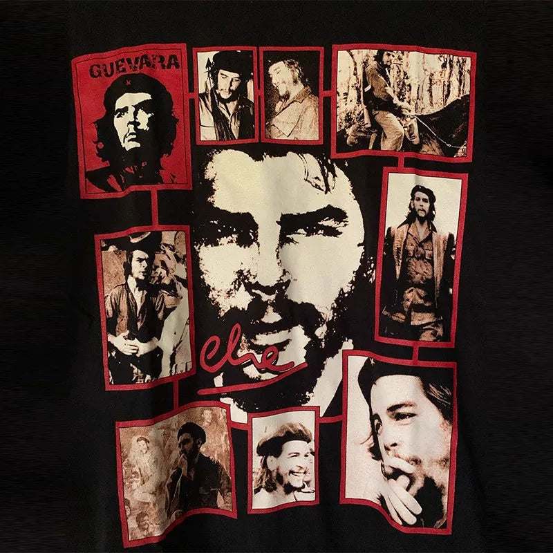 Che Guevara Digital Direct Spray Printed Short Sleeve T-shirt Hiphop American Retro Half Sleeve Trendy