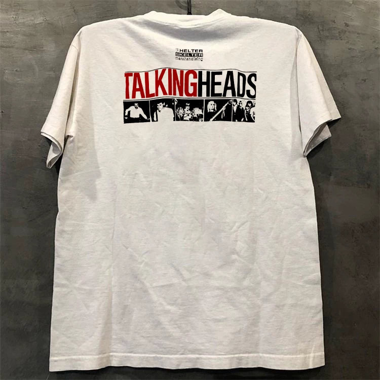 Talking Heads Rock Band Short Sleeve T-shirt Vintage American Retro Small Collar Cotton Half Sleeve Trendy