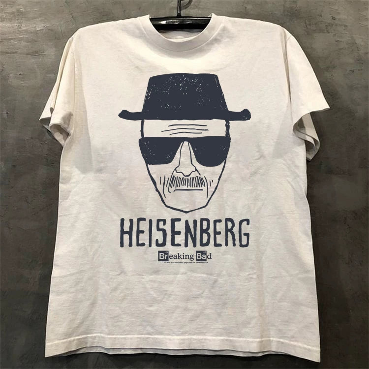 Breaking Bad American TV series classic Heisenberg sketch portrait oldschool trendy printed short sleeved men's and women's T-shirt cotton