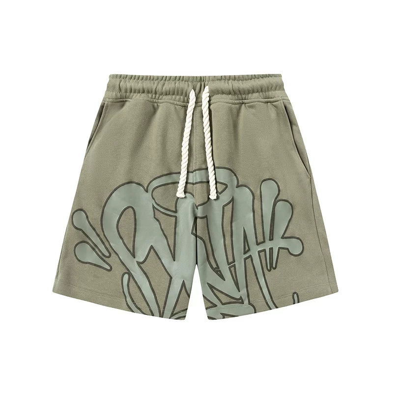 Syna World American Street Hip Hop Foam Letter Printed Drawstring Shorts Men's and Women's Casual Straight Leg Pants