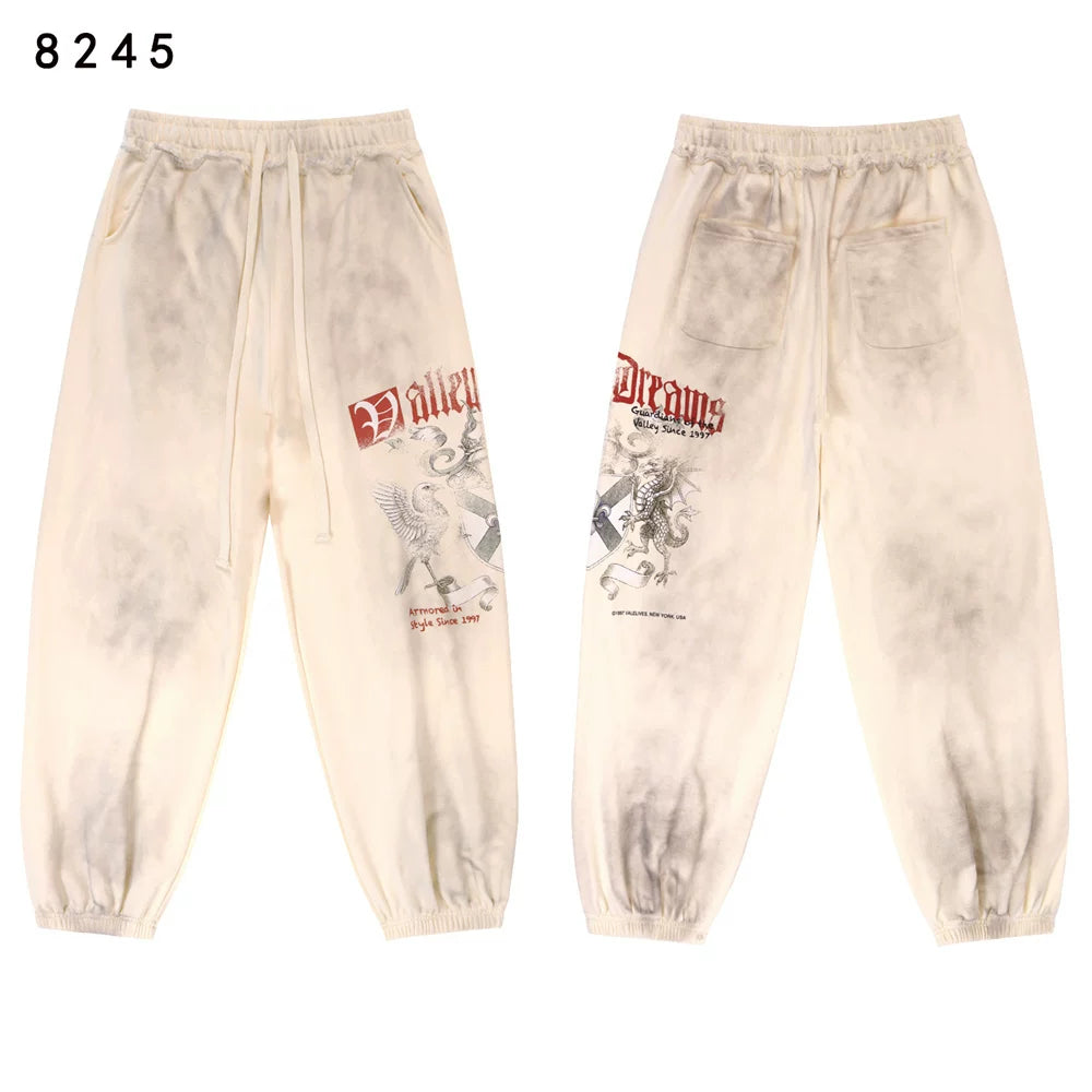Vale Forever Valley Retro Printed High Street Trendy Casual Hoodie Pants Set (13)