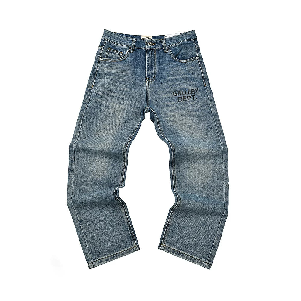 GALLERY DEPT Ink Splashing Graffiti Micro Horn Splicing Casual Loose Jeans Pants Men and Women Piercing Beggar (53)