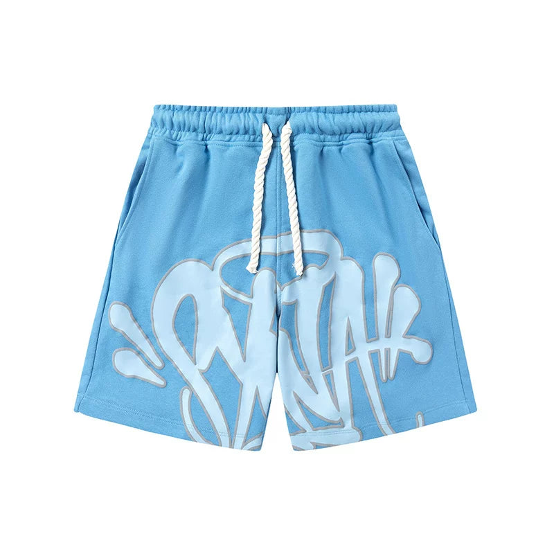 Syna World American Street Hip Hop Foam Letter Printed Drawstring Shorts Men's and Women's Casual Straight Leg Pants