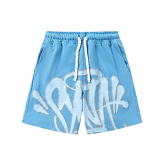 Syna World American Street Hip Hop Foam Letter Printed Drawstring Shorts Men's and Women's Casual Straight Leg Pants