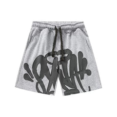 Syna World American Street Hip Hop Foam Letter Printed Drawstring Shorts Men's and Women's Casual Straight Leg Pants