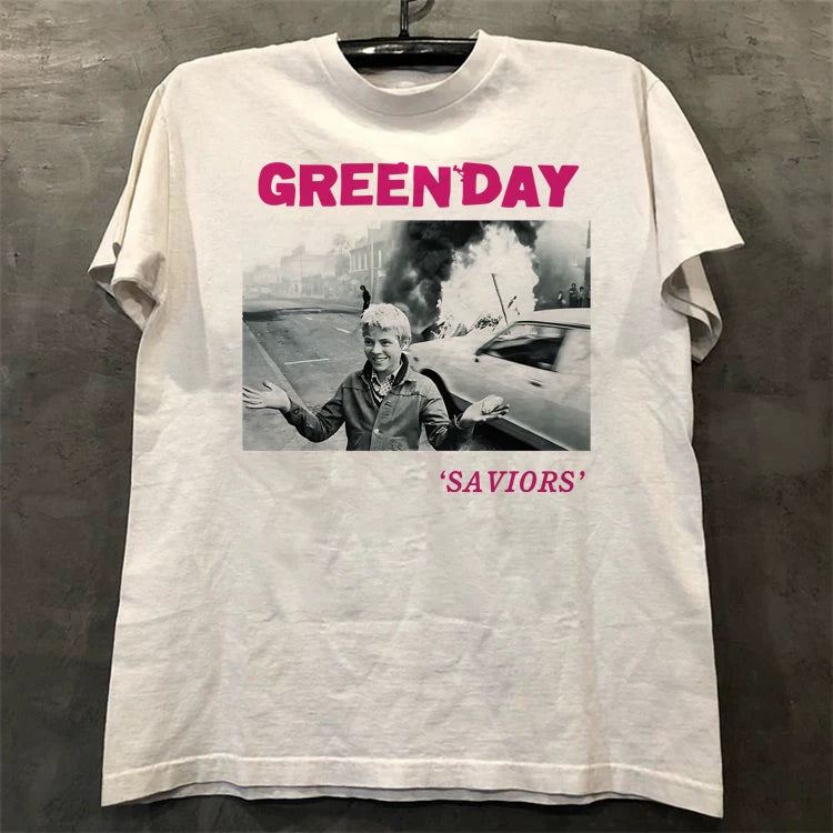 Green Day anti war boy PUNK punk band trendy short sleeved rock T-shirt vintage American high street