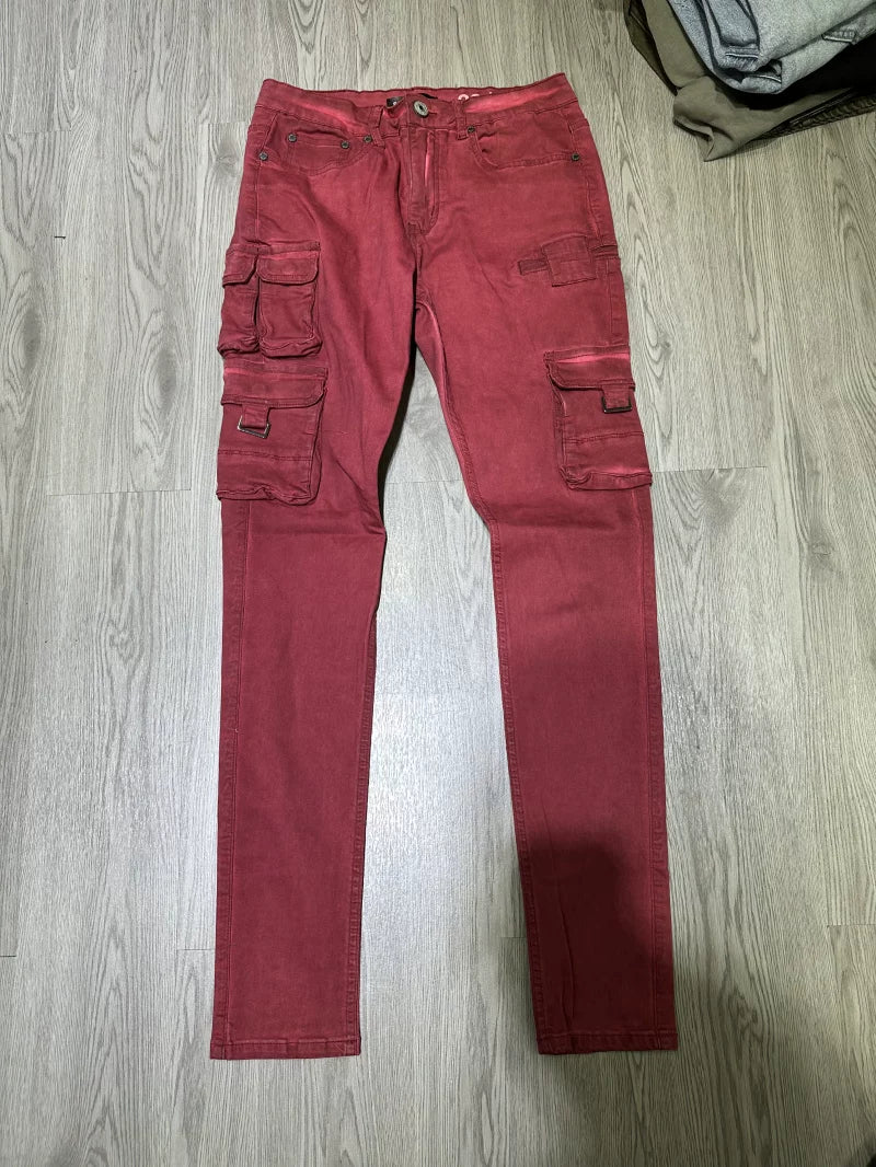American style skinny washed denim jeans with slim fit and small feet, slightly elastic denim pants for autumn men's wear