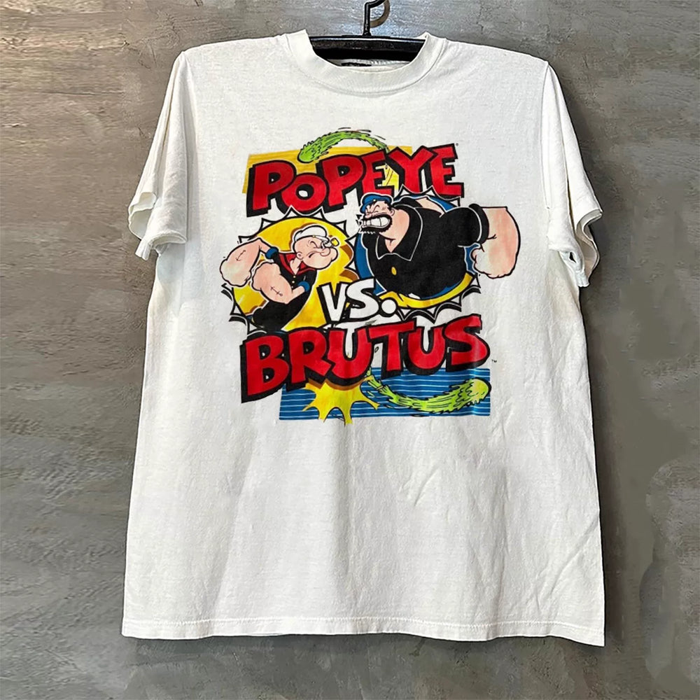 Popeye the Sailor Popeye classic manga cec American small collar short sleeved T-shirt trendy