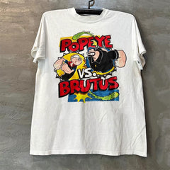 Popeye the Sailor Popeye classic manga cec American small collar short sleeved T-shirt trendy