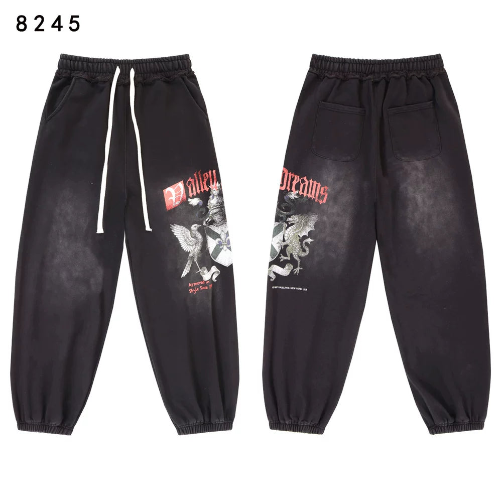 Vale Forever Valley Retro Printed High Street Trendy Casual Hoodie Pants Set (13)
