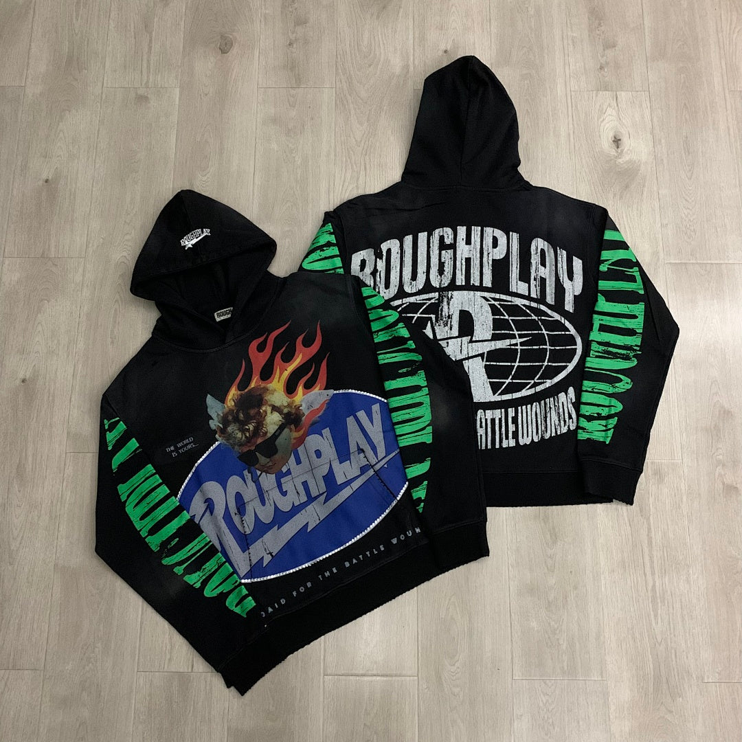 Flame Globe Cropped Hoodie
