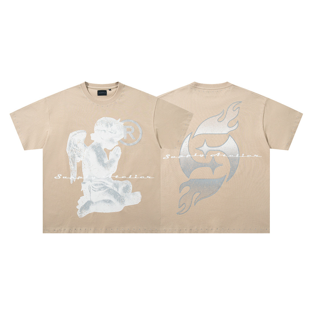 Praying Cherub Studded Tee