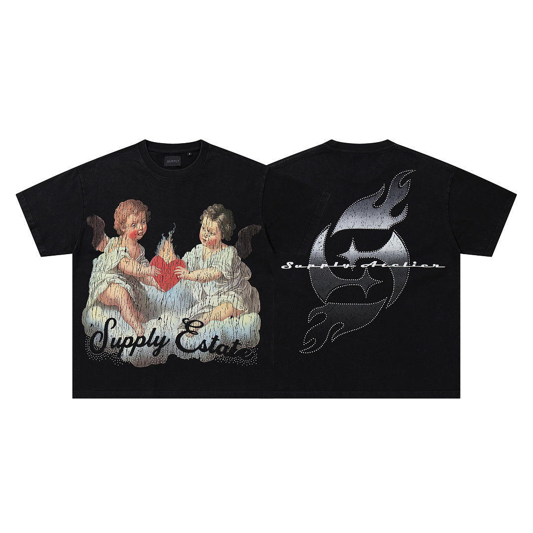 Twin Cherub Flaming Heart Tee