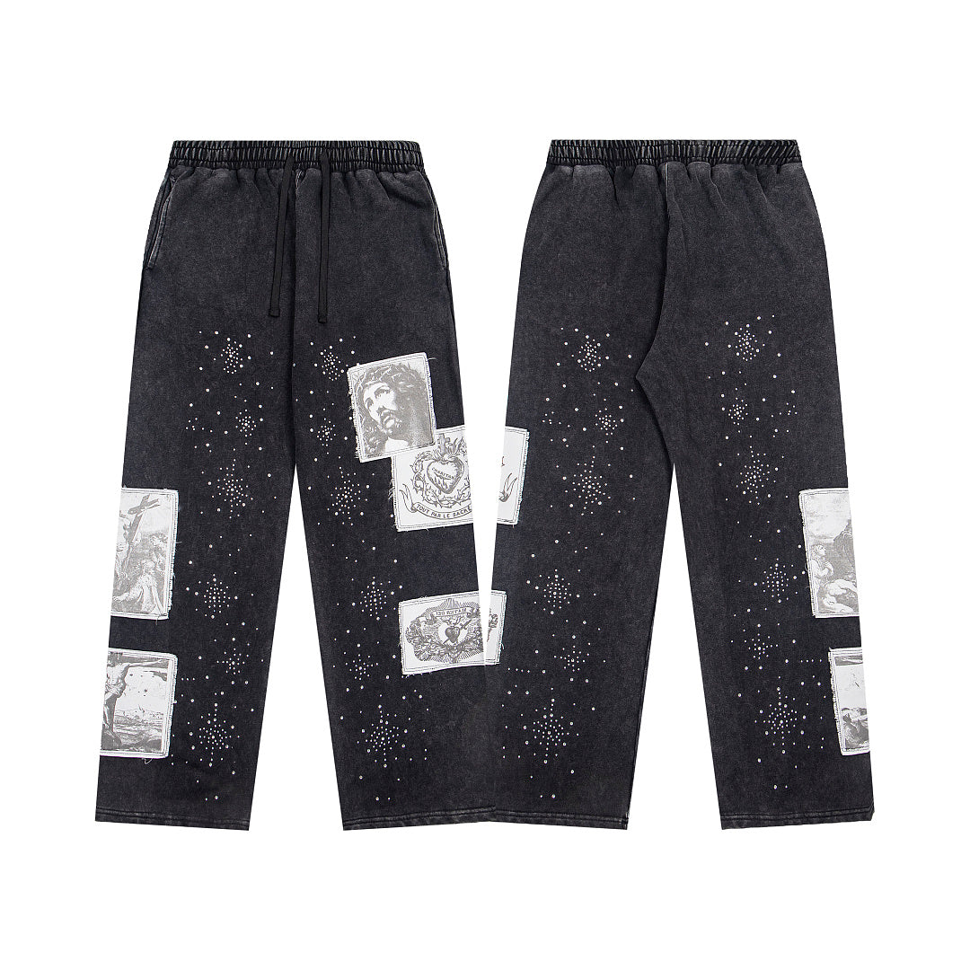Rhinestone Wide Leg Sweatpants