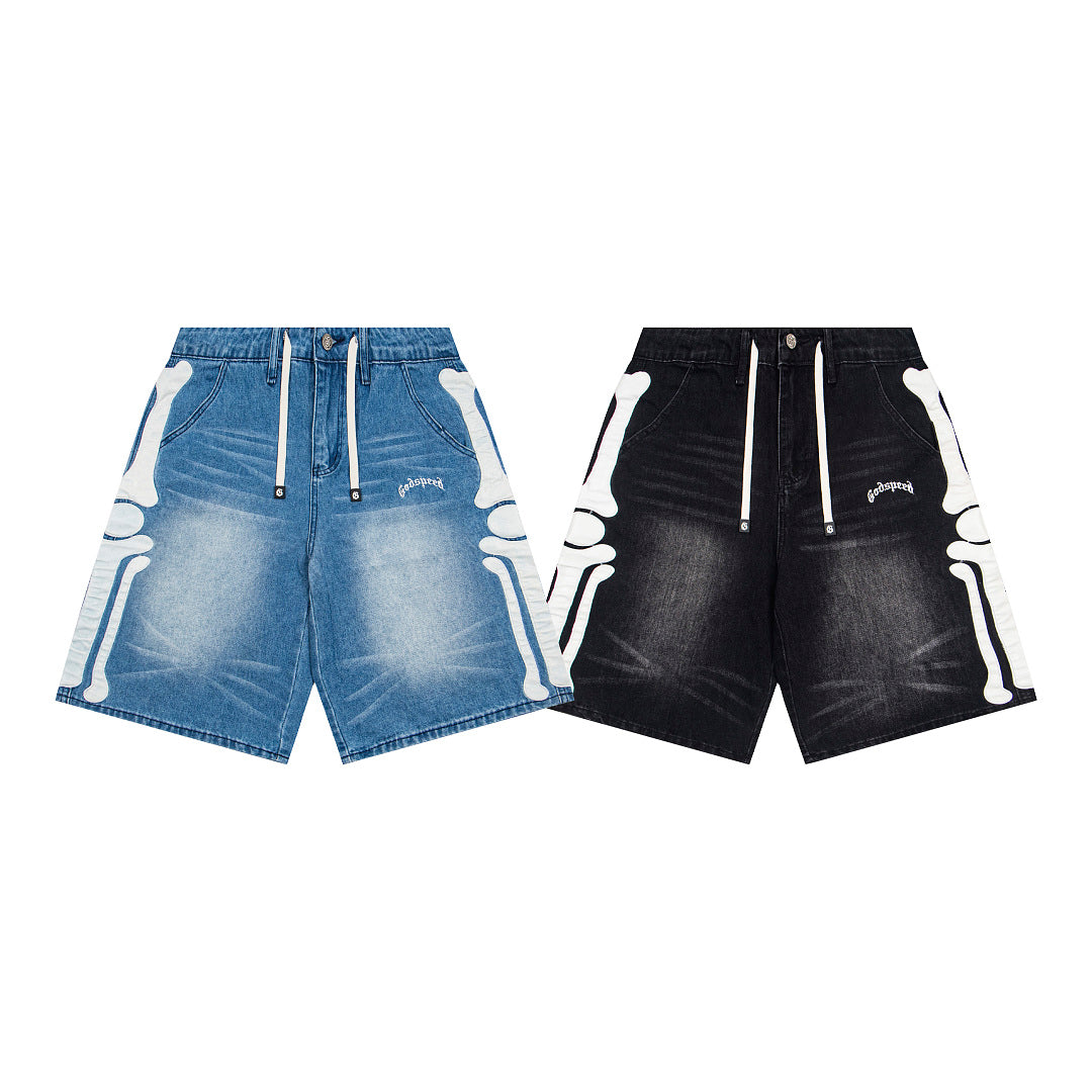 Skeleton Denim Shorts
