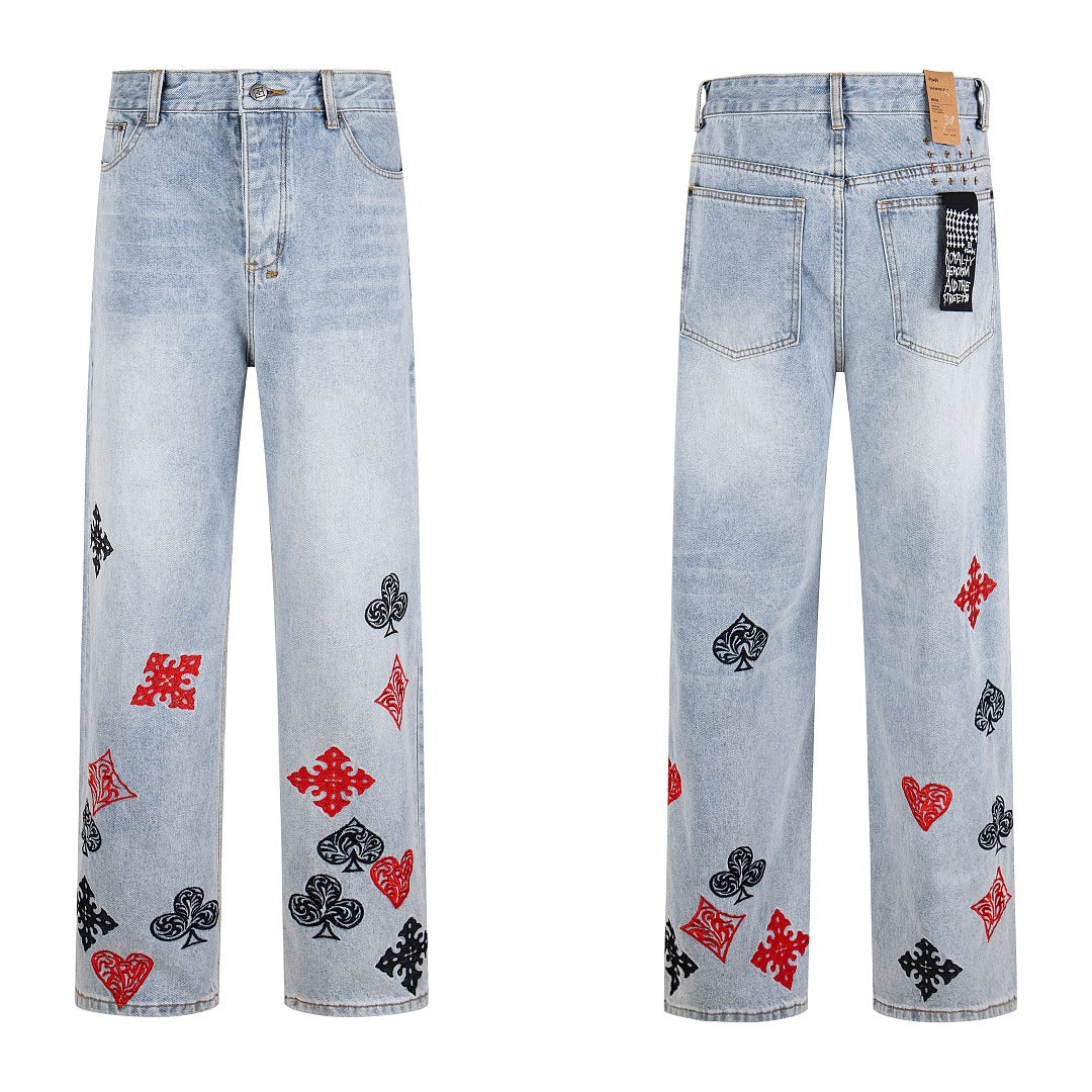Playing Card Wide Leg Jeans