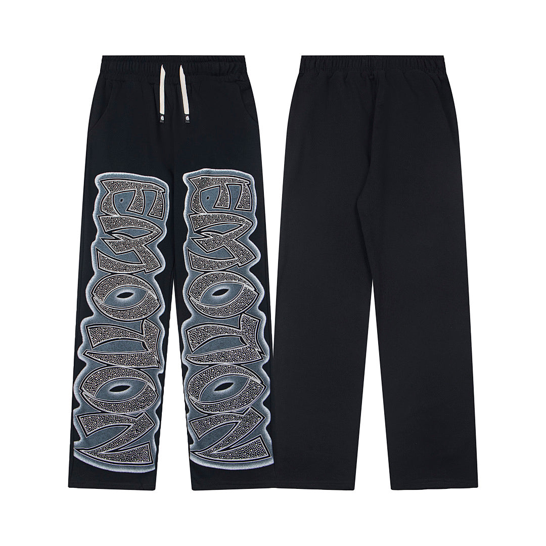 Rhinestone Letter Sweatpants