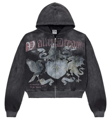Vale Forever Valley Dreams Crest & Shield Graphic Vintage Wash Full-Zip Hoodie